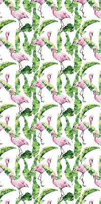 Store enrouleur Flamants roses près des feuilles
