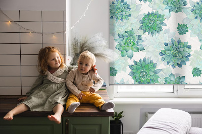 Store enrouleur Fleurs vertes