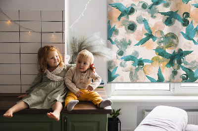 Store enrouleur Oiseaux et taches colorées