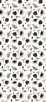 Store enrouleur Flamants roses et feuilles
