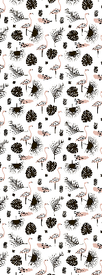Store enrouleur Flamants roses et feuilles