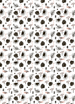 Store enrouleur Flamants roses et feuilles