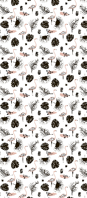 Store enrouleur Flamants roses et feuilles