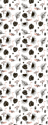 Store enrouleur Flamants roses et feuilles