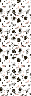 Store enrouleur Flamants roses et feuilles