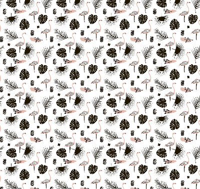 Store enrouleur Flamants roses et feuilles