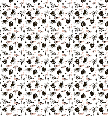 Store enrouleur Flamants roses et feuilles