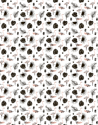 Store enrouleur Flamants roses et feuilles