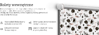 Store enrouleur Flamants roses et feuilles