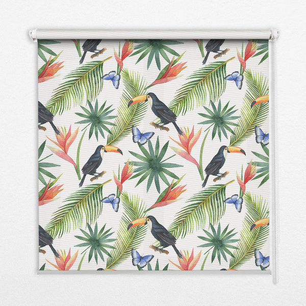 Store enrouleur Toucans sur des fleurs