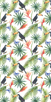 Store enrouleur Toucans sur des fleurs