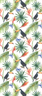 Store enrouleur Toucans sur des fleurs