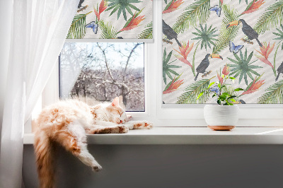 Store enrouleur Toucans sur des fleurs