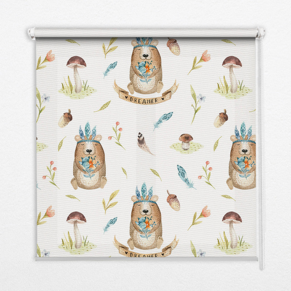 Store enrouleur Ours en peluche et plantes