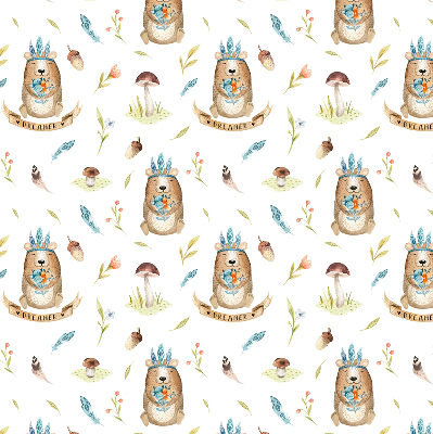 Store enrouleur Ours en peluche et plantes