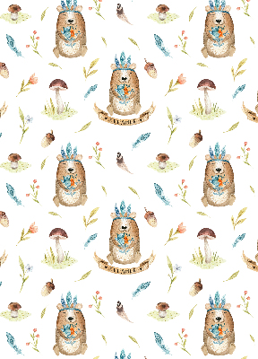 Store enrouleur Ours en peluche et plantes