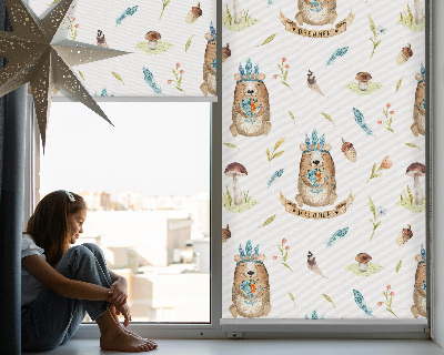 Store enrouleur Ours en peluche et plantes