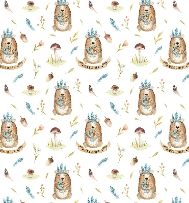 Store enrouleur Ours en peluche et plantes