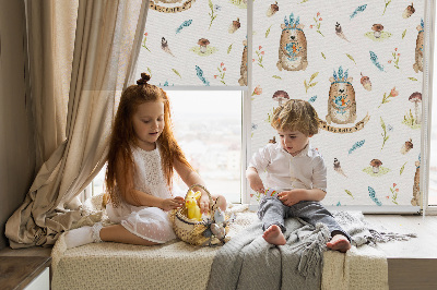 Store enrouleur Ours en peluche et plantes