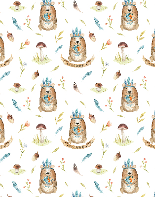 Store enrouleur Ours en peluche et plantes