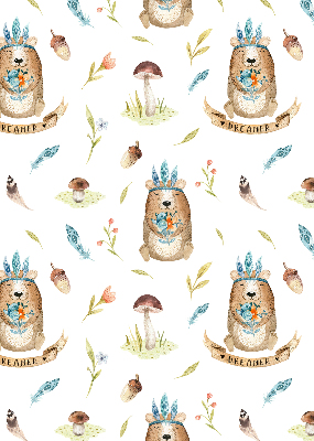 Store enrouleur Ours en peluche et plantes