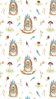 Store enrouleur Ours en peluche et plantes