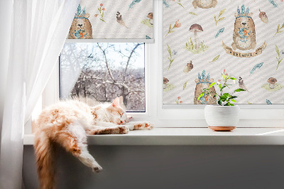 Store enrouleur Ours en peluche et plantes