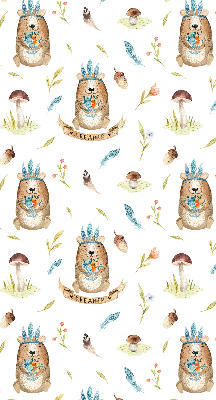 Store enrouleur Ours en peluche et plantes