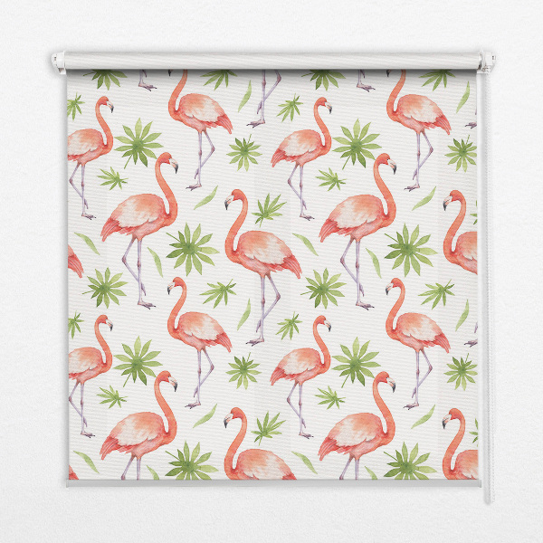 Store intérieur Flamant rose et feuilles