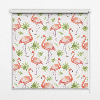 Store intérieur Flamant rose et feuilles