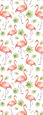 Store intérieur Flamant rose et feuilles