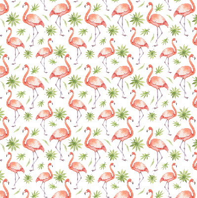 Store intérieur Flamant rose et feuilles