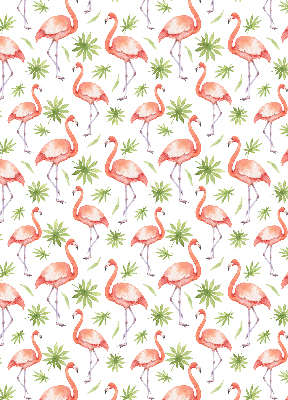 Store intérieur Flamant rose et feuilles