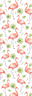 Store intérieur Flamant rose et feuilles