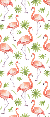 Store intérieur Flamant rose et feuilles