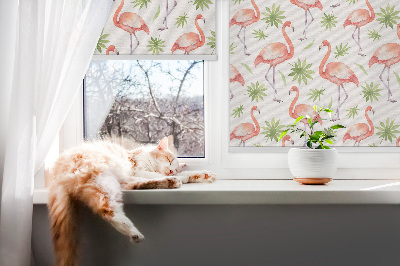 Store intérieur Flamant rose et feuilles