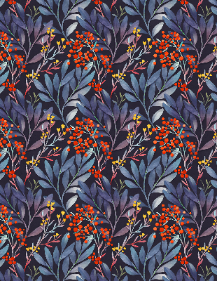 Store enrouleur Feuilles sombres et sorbier