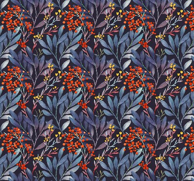 Store enrouleur Feuilles sombres et sorbier