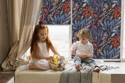 Store enrouleur Feuilles sombres et sorbier