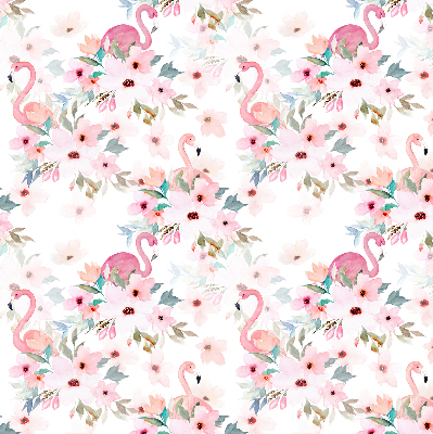 Store intérieur Flamants roses parmi les fleurs