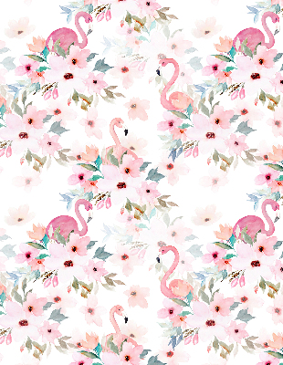 Store intérieur Flamants roses parmi les fleurs