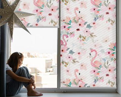 Store intérieur Flamants roses parmi les fleurs