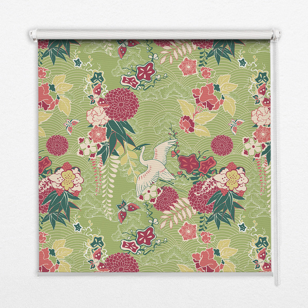 Store enrouleur Héron et plantes