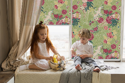 Store enrouleur Héron et plantes