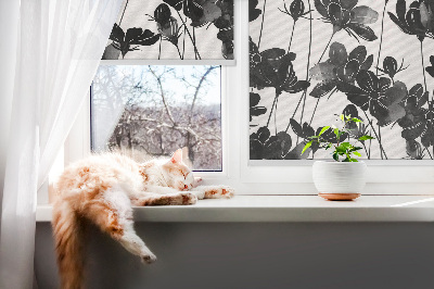 Store enrouleur Fleurs noires