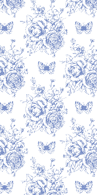 Store enrouleur Fleurs bleues et papillons