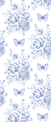 Store enrouleur Fleurs bleues et papillons