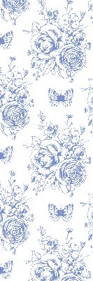 Store enrouleur Fleurs bleues et papillons