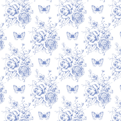 Store enrouleur Fleurs bleues et papillons