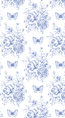 Store enrouleur Fleurs bleues et papillons